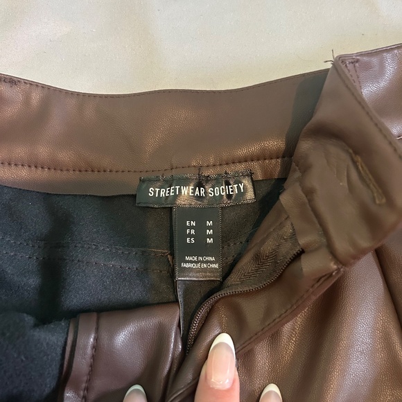 Leather Shorts Brown - Streetwear Society - Picture 3 of 3